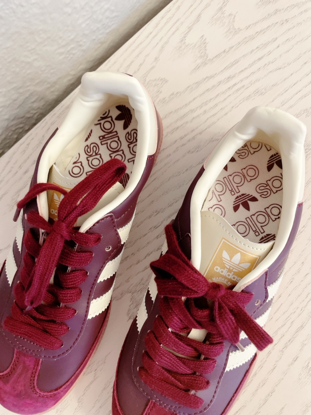 NEW Adidas original Samba Burgundy White maroon Gum Low-Top Sneakers womens 7 - Picture 6 of 10